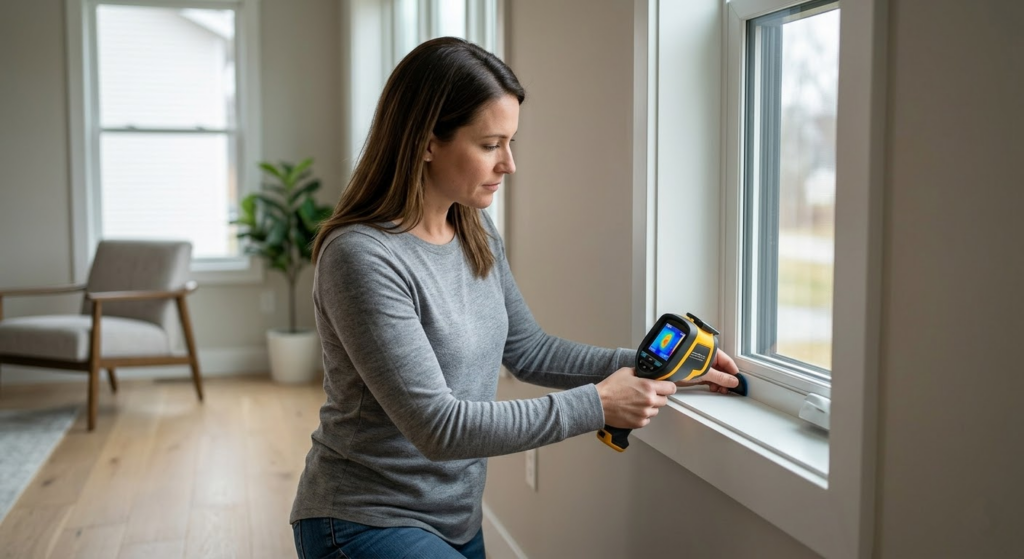 Step by step DIY home energy audit using a thermal detector